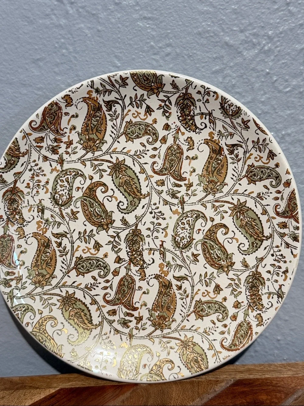 Vintage pottery barn kalamkari Indian print small plate NWOT paisley
